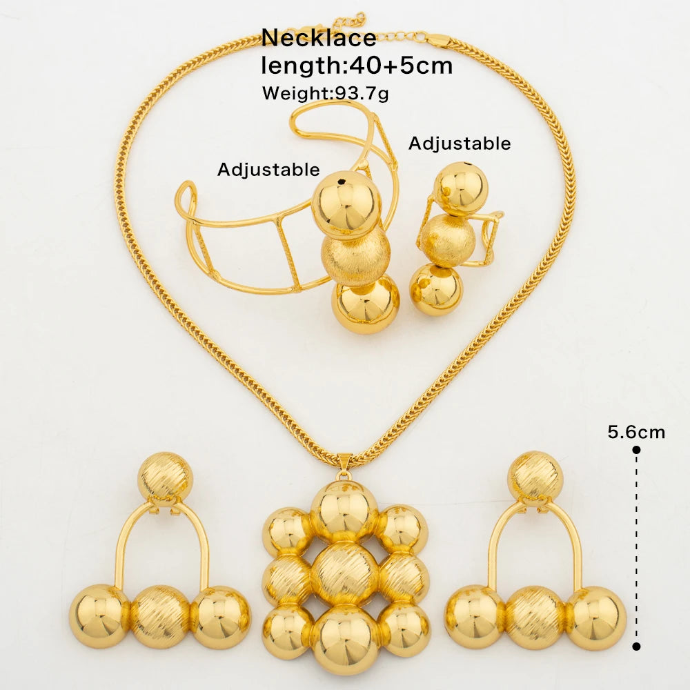 Jewelry Set for Women Luxury Pendant Necklace and Dangle Earrings Weddings Bridal Bangle Ring Set Gifts ﻿
