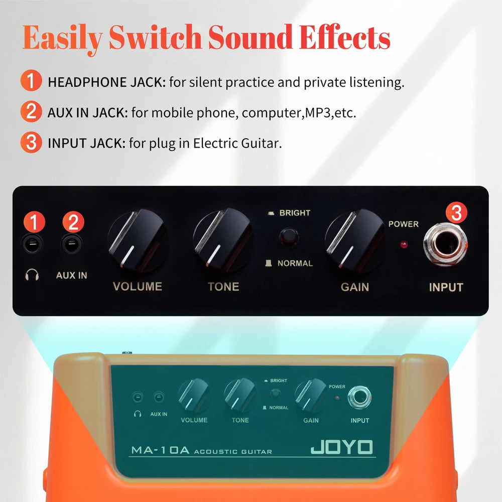 JOYO MA-10A Acoustic Guitar Amplifier Dual Channel 10W Portable Practice Mini Guitar Amplifier & Speaker Combo