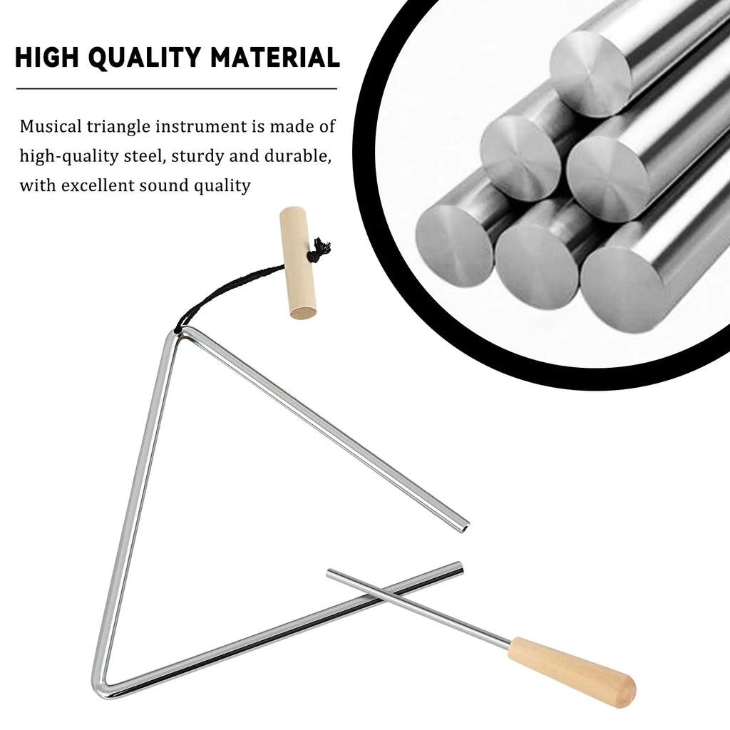 Professional Musical Instrument Triangle, Handheld Percussion Instrument, with Mallet, Suitable for Ages 14 and Above