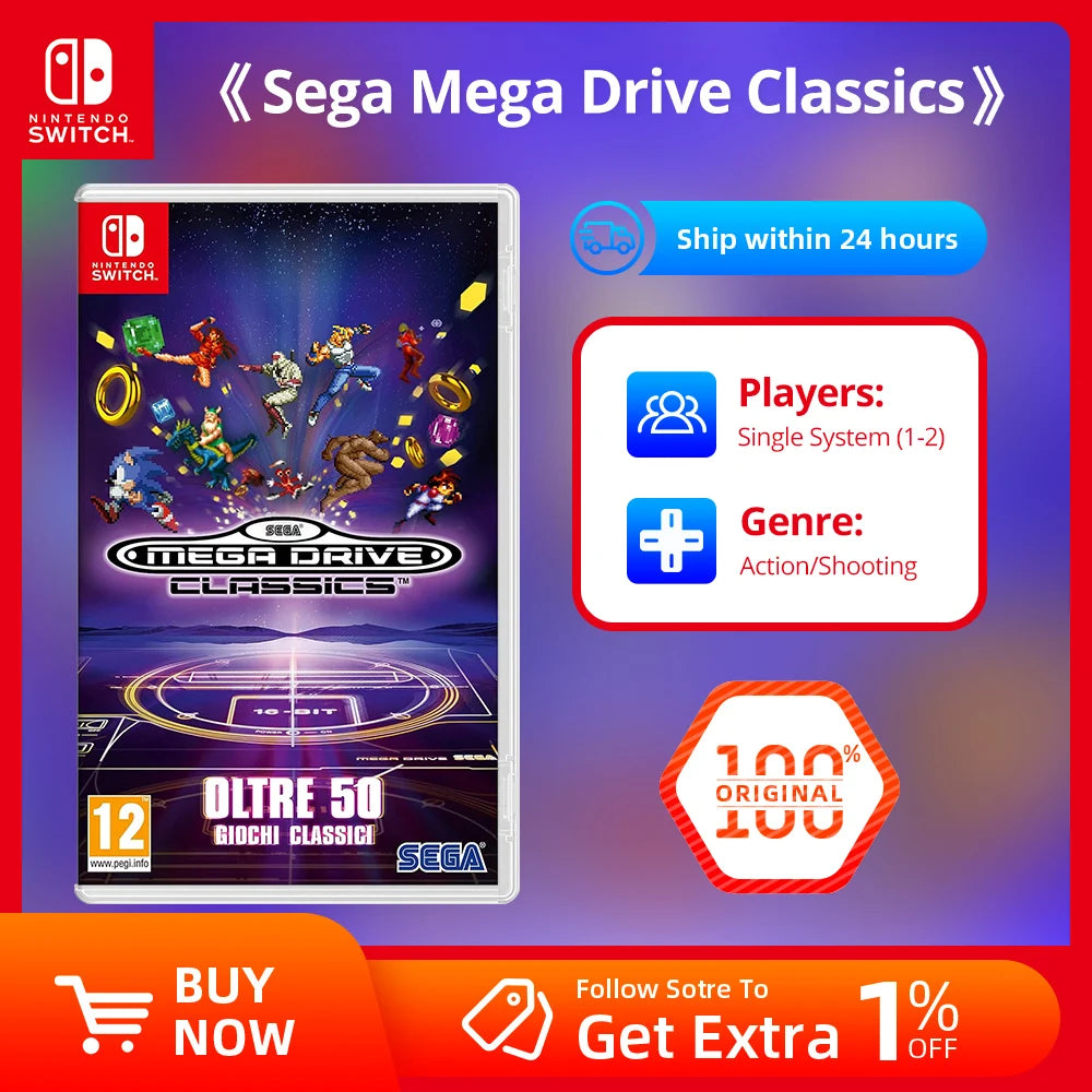 Nintendo Switch Game Deals - SEGA Mega Drive Classics - Games Cartridge Physical Card for Nintendo Switch OLED Lite