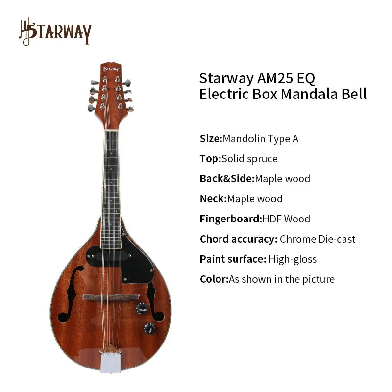 Minority Ethnic Musical Instrument Mandolin Spruce Electric Box 8 Stringed Western Instrument Tibetans Special Accompaniment