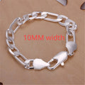 925 Sterling Silver Square Buckle 10MM Side Chain Solid Bracelet for Women Men Charm Party Gift Wedding Fashion Jewelry