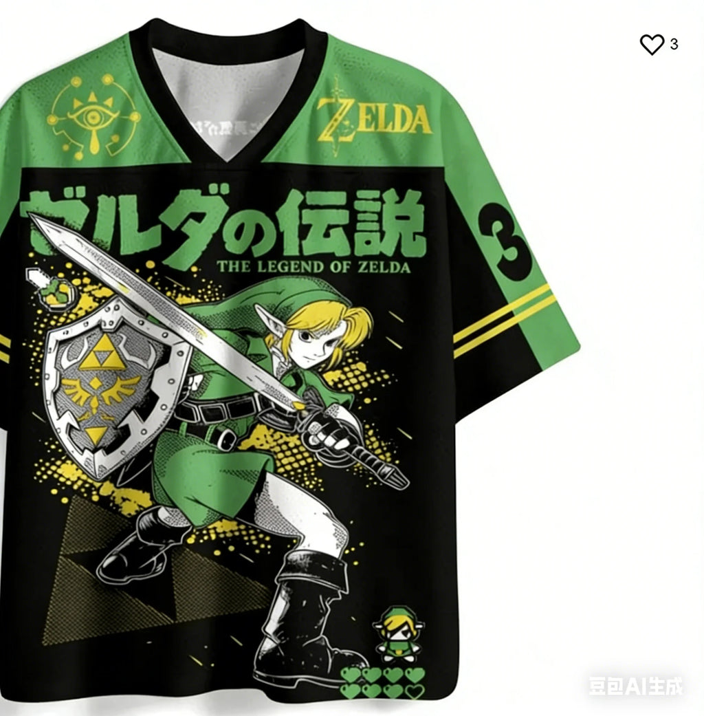Zelda Adult and Children 3D Print V-neck T-shirt, A Must-have for The Open-world Game Pioneer! Shorts Friends