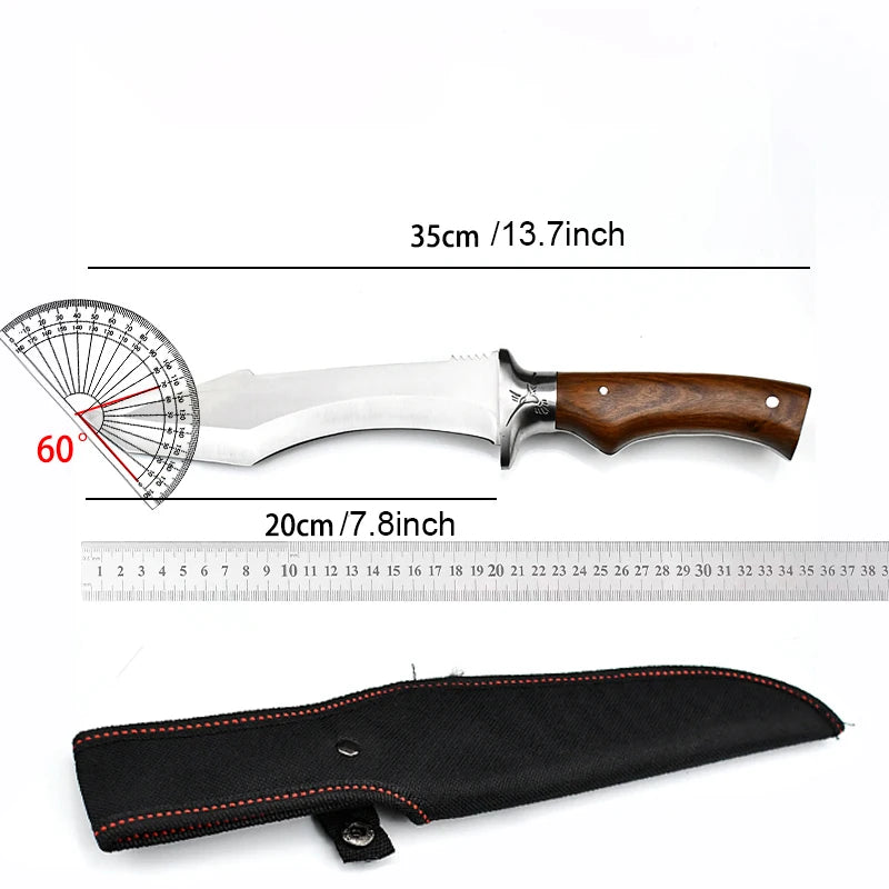 Professional kitchen knife with high hardness, sharp and bone-cutting edge. Comes with a wooden handle and stainless steel blade