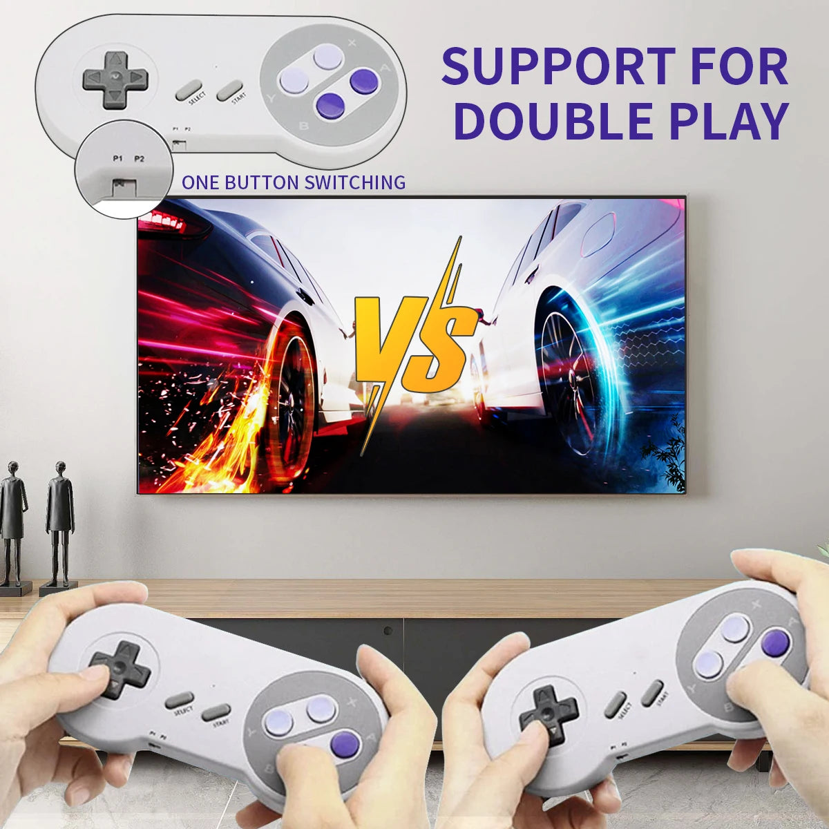 Retro Video HD Game Console SF900 5000+ Built-In Games TV Game Stick with 2 Wireless Gamepads Game Controller Classic SNES Game