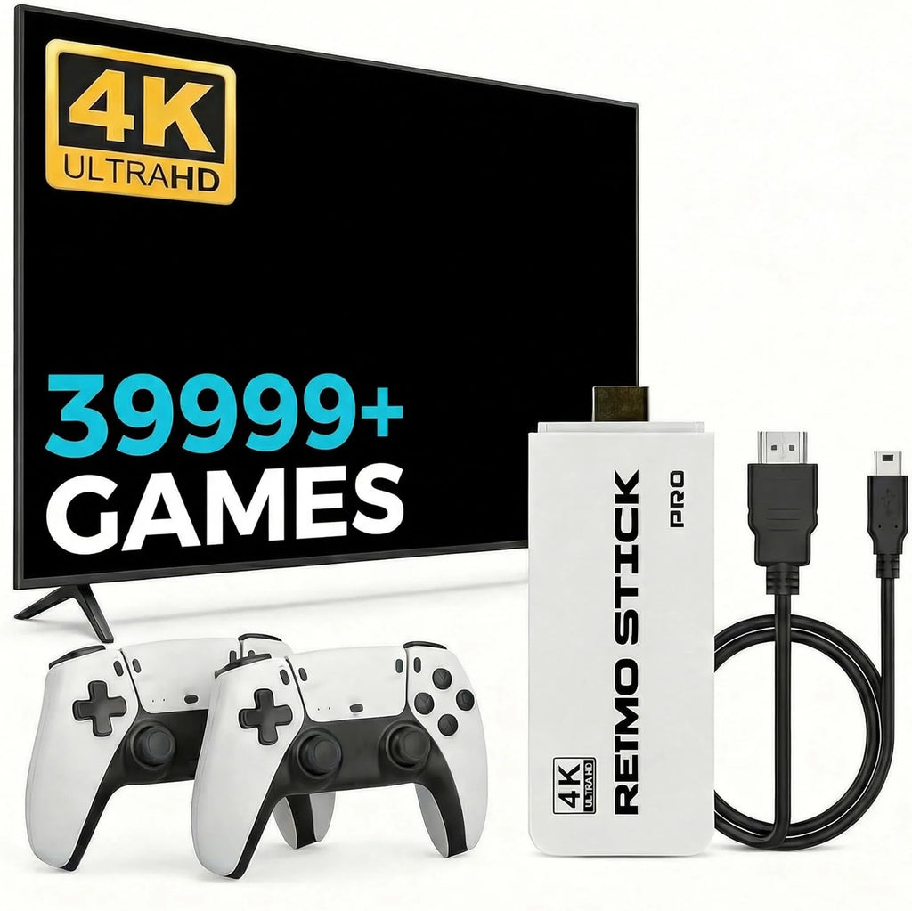 Retro Gaming Console Enjoy a Classic Gaming Experience Plug&Play Retro Game Tv Console Stick 4K Dual 2.4G Wireless Controllers