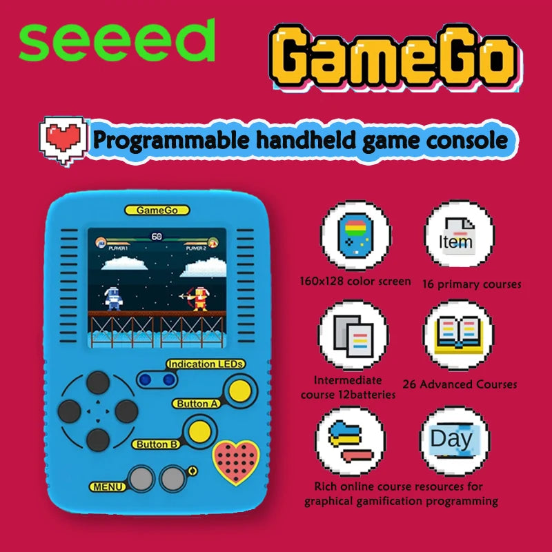 GameGo Game Console Programmable Portable Handheld Game Console Kid's Primary Secondary School Programming Toy Teaching Aids