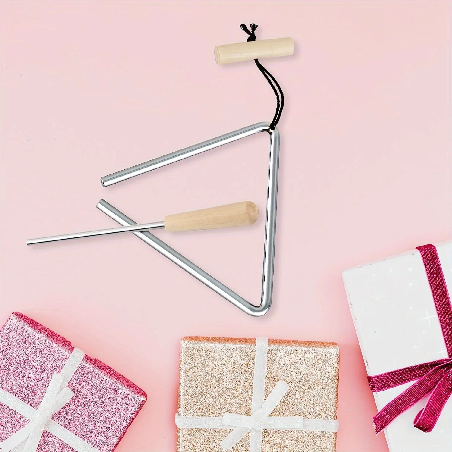 Professional Triangle Instrument Set, Fun Percussion Instrument with Percussion Stick, Music Performance and Accompaniment