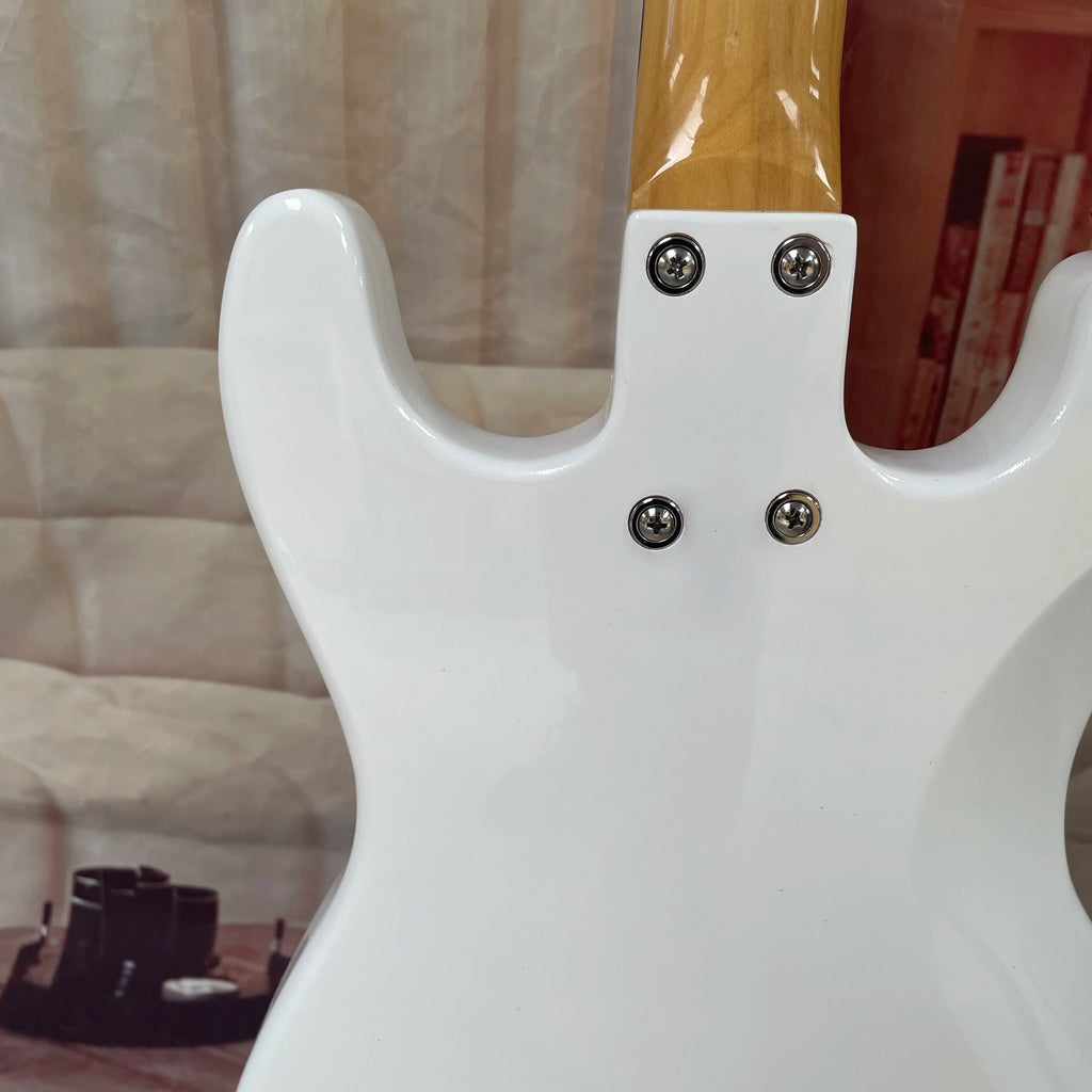 6-string electric guitar with a  white body and black pickguard, rosewood fretboard guitars—retro-style lightweight  guitarra