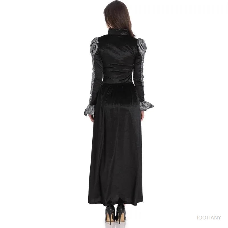Halloween Day of the Dead Sexy European Medieval Retro Court Gothic Queen Evil Vampire Costume Carnival Party Devil Witch