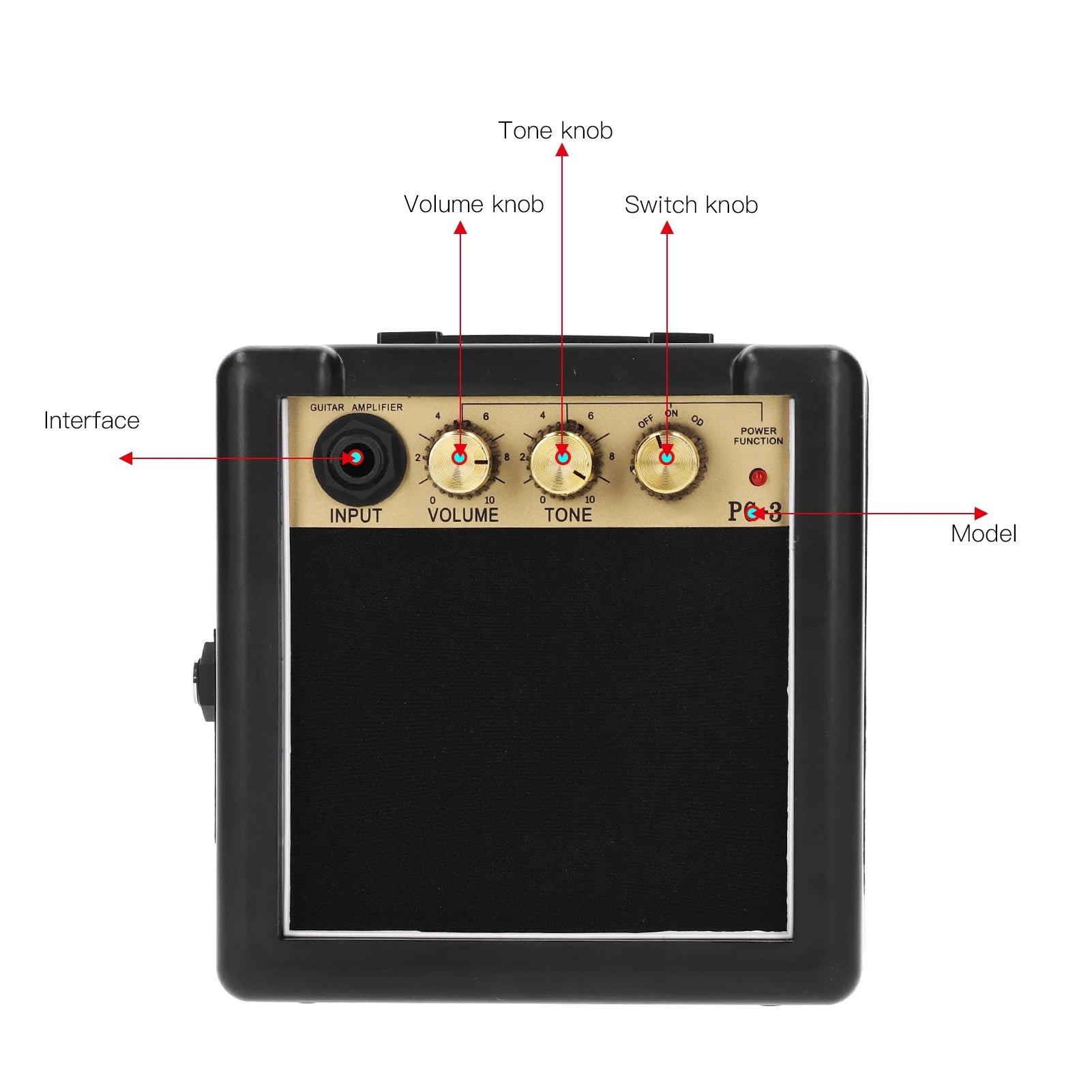 Guitar Amplifier Portable Mini Musical Instrument Accessories Small Speaker PG‑3 3W 3W Guitar Amplifier