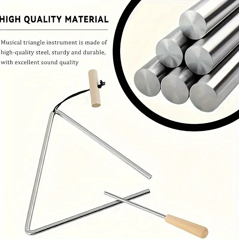 Professional Triangle Instrument Set, Fun Percussion Instrument with Percussion Stick, Music Performance and Accompaniment