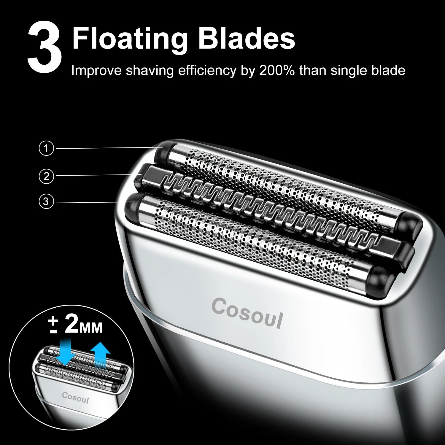 Cosoul Shaver for Men Portable Mini Shaver Small Razor Travel Shaver LED Display Foil Electric Shaver Reciprocating Razor