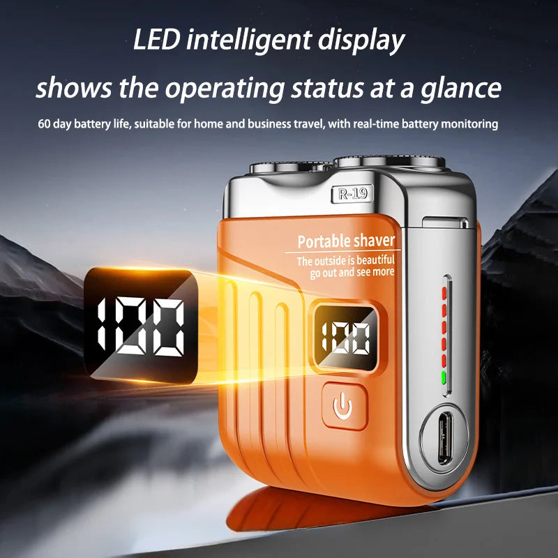 Electric Smart Shaver Digital Display Mini Dual Blade Rechargeable Shaver Household Car Shaver Powerful Men's Gift Shaver