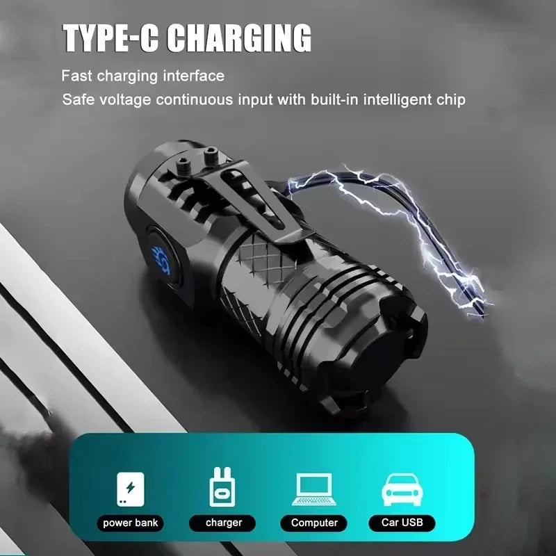 Super Bright MINI LED Flashlight Torch Rechargeable Fishing Lighting Lantern Powerful Outdoors Camping Lamp Child's Flashlight