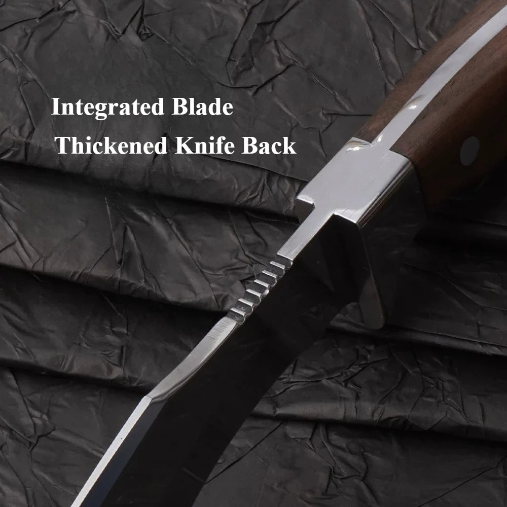 Professional kitchen knife with high hardness, sharp and bone-cutting edge. Comes with a wooden handle and stainless steel blade