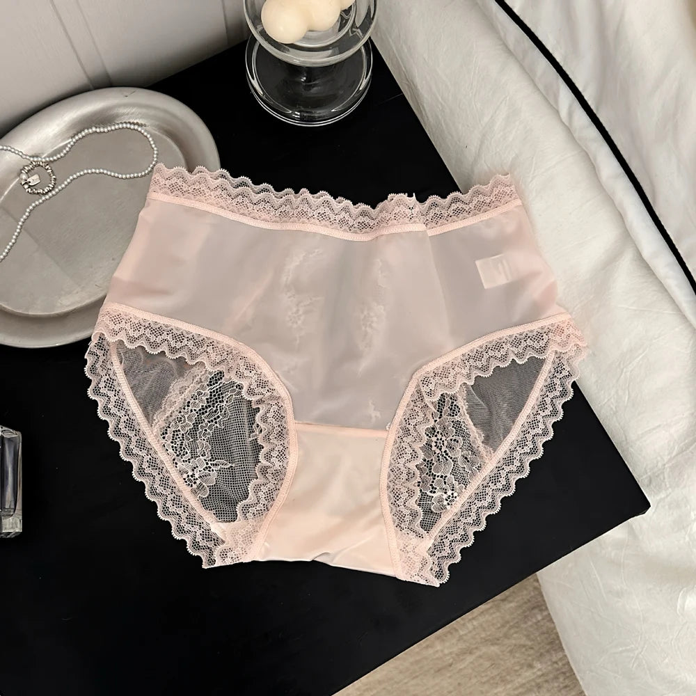 Women's Panties Sexy Thin Hollow Out Bow Translucent Breathable Underwear Soft Waist Intimates Lace Flower Pattern Super Comfort