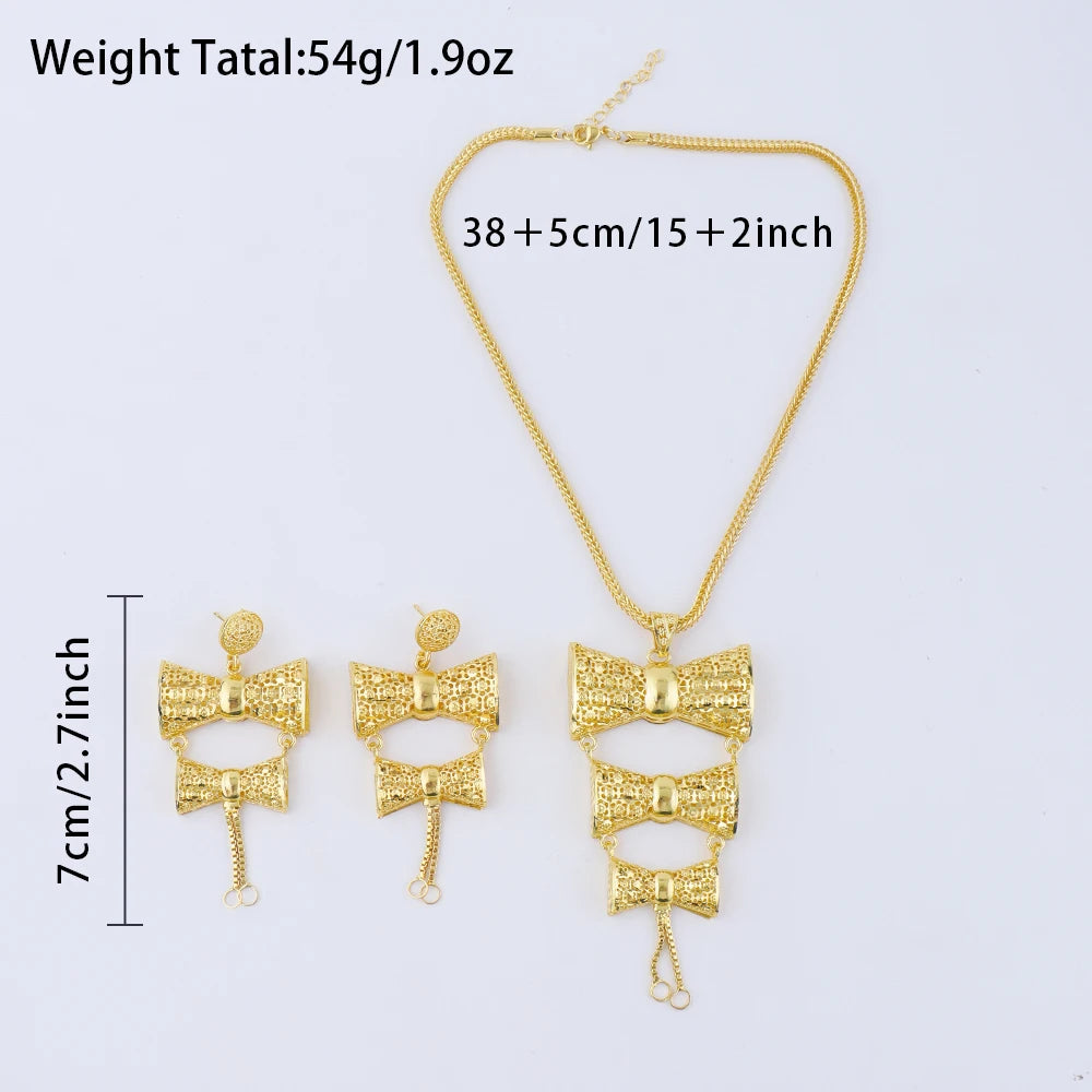 Saudi Arabia  Color Jewelry Sets Ethiopia Wedding Necklace Earring Brazilian Arab Bridal Luxury Set Party Gift Two-Piec