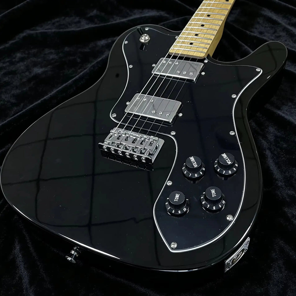 Costom 6-String Electric Guitar Maple Neck High Gloss Black Body String Through the Body Solid Wood Quality Free Shipping
