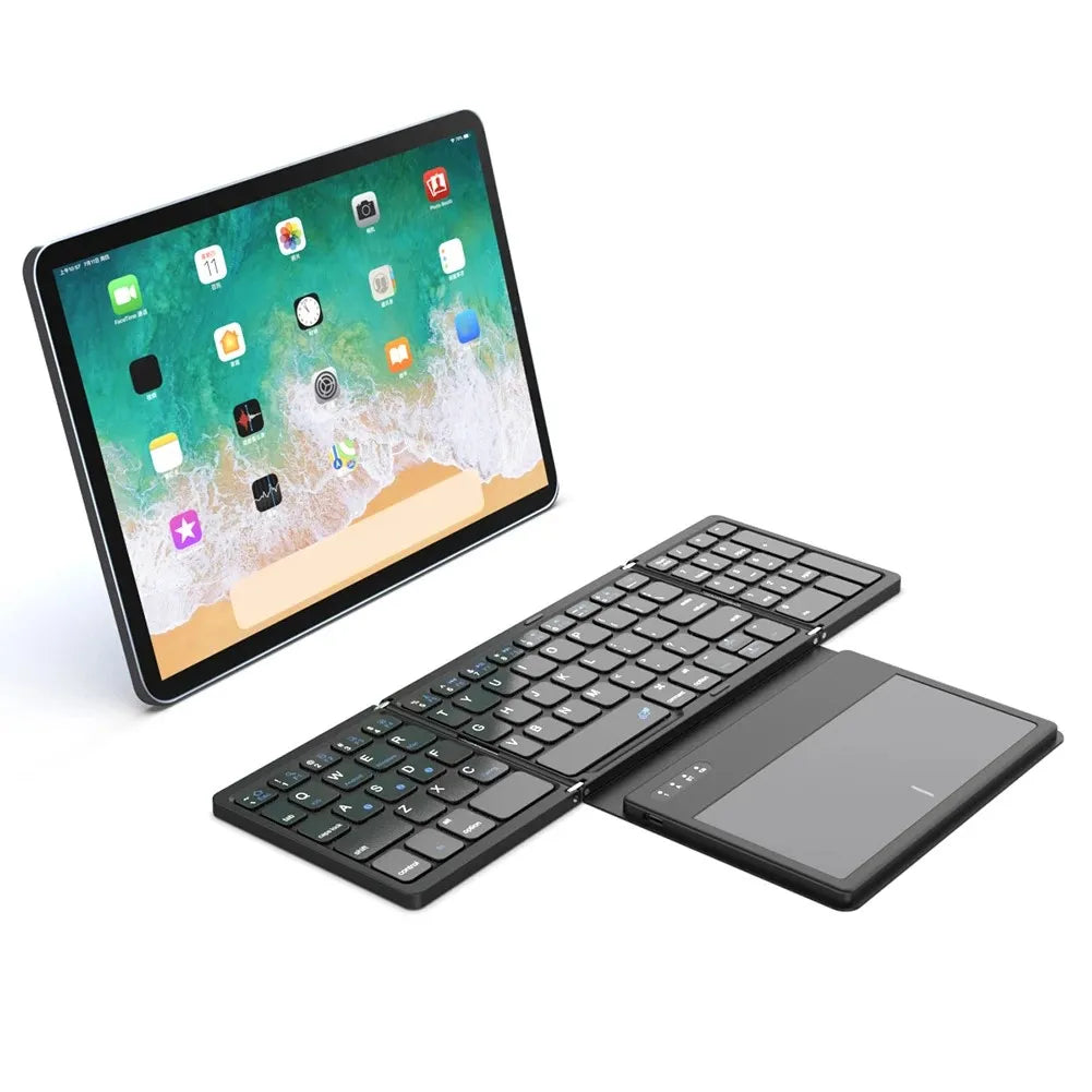 Beyour Wireless Folding Keyboard B055 Full Size Mini Bluetooth Keypad With Touchpad For IOS Android Phone Windows PC Notebook