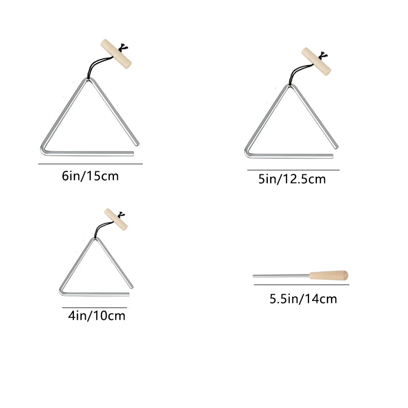 Professional Musical Instrument Triangle, Handheld Percussion Instrument, with Mallet, Suitable for Ages 14 and Above