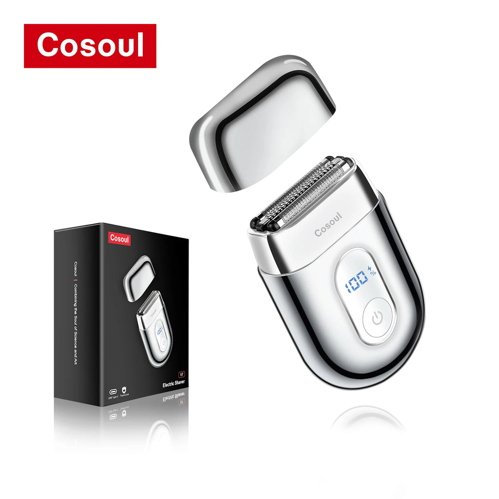 Cosoul Shaver for Men Portable Mini Shaver Small Razor Travel Shaver LED Display Foil Electric Shaver Reciprocating Razor