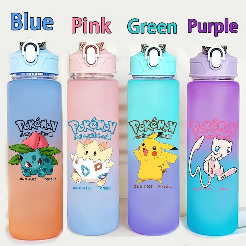 For Poke Mon Straw Cup 750ML Monster Pocket Water Bottle Portable Sports Plastic Anime Gradient Drinking Gift