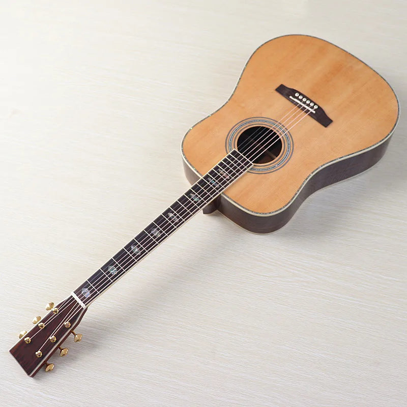 All Solid Wood Acoustic Guitar 40 Inch 6 String Solid Sapele Body/ Solid Spruce High Glossy Folk Guitar with EQ