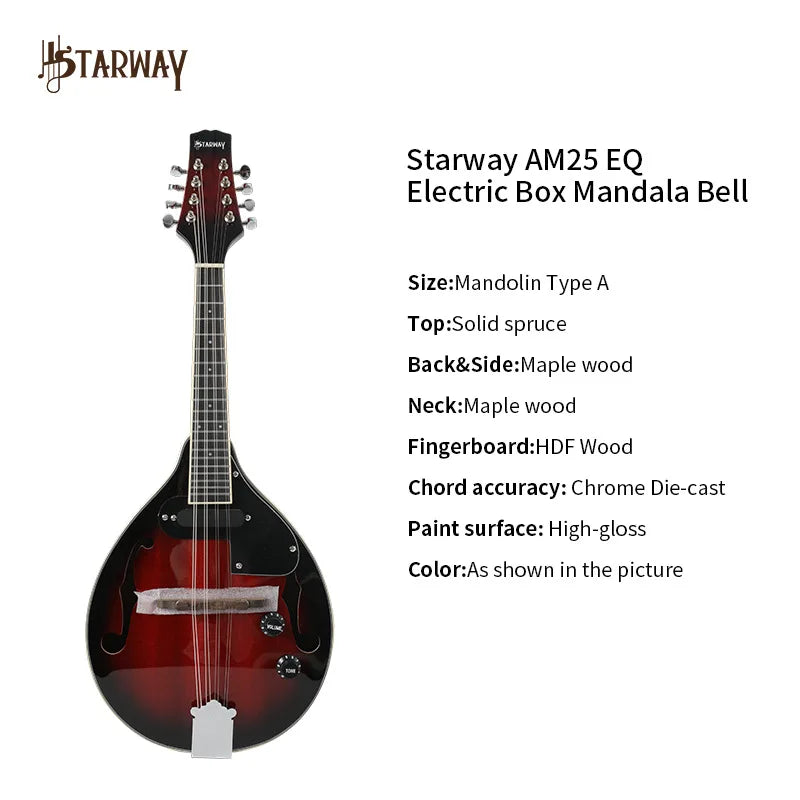 Minority Ethnic Musical Instrument Mandolin Spruce Electric Box 8 Stringed Western Instrument Tibetans Special Accompaniment