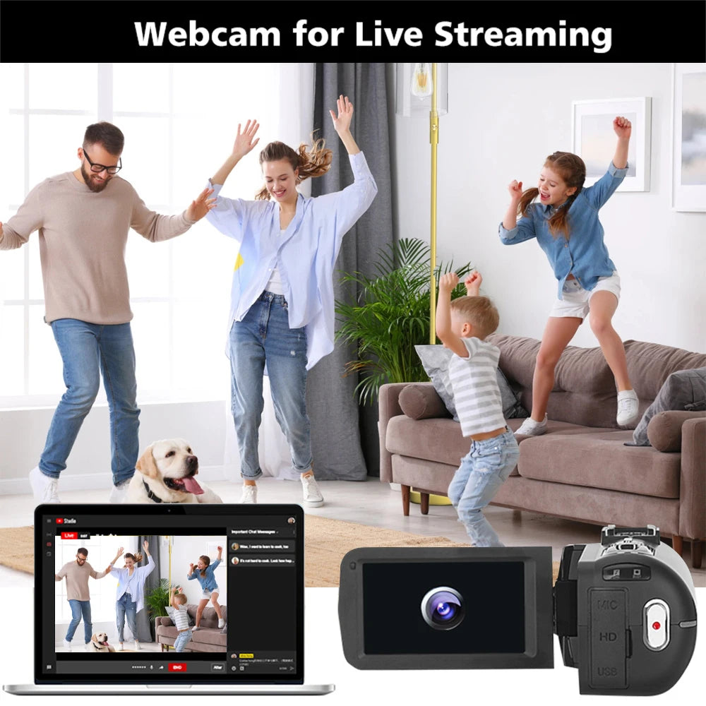 8K Video Camera 48MP Digital Video Camera 18X igital Zoom Camera Recorder 3 Inch LCD Touch Screen Portable Recording Camcorder