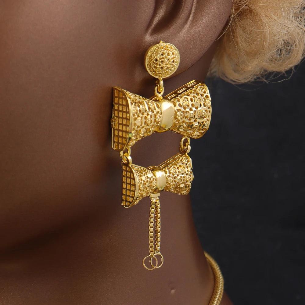 Saudi Arabia  Color Jewelry Sets Ethiopia Wedding Necklace Earring Brazilian Arab Bridal Luxury Set Party Gift Two-Piec