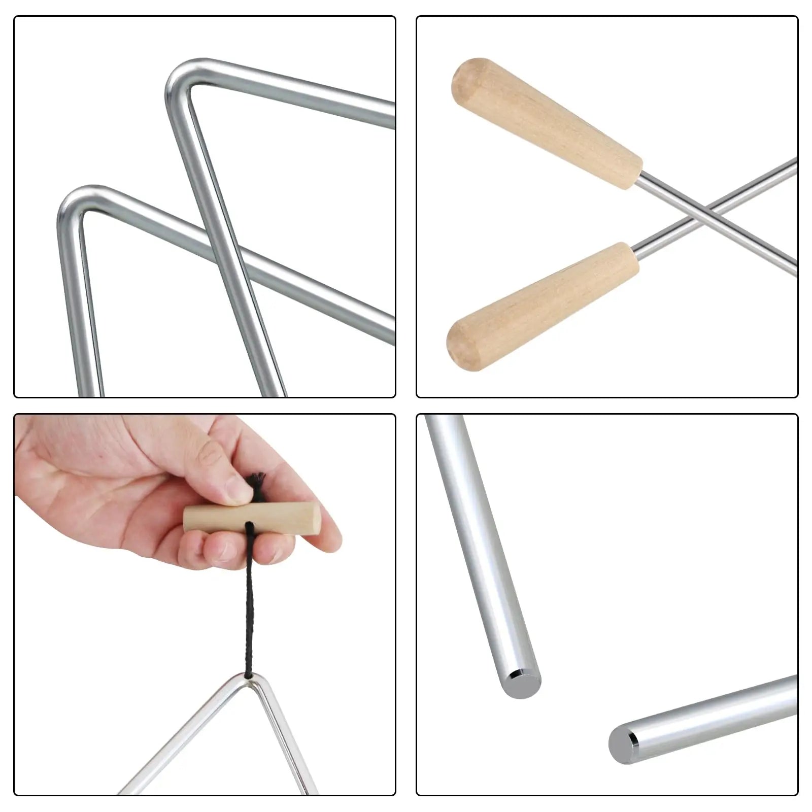 Professional Musical Instrument Triangle, Handheld Percussion Instrument, with Mallet, Suitable for Ages 14 and Above
