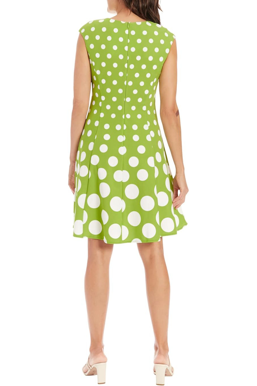 Crew Neck Knee-Length Jersey Dress Pleated Skirt London Times T3791M