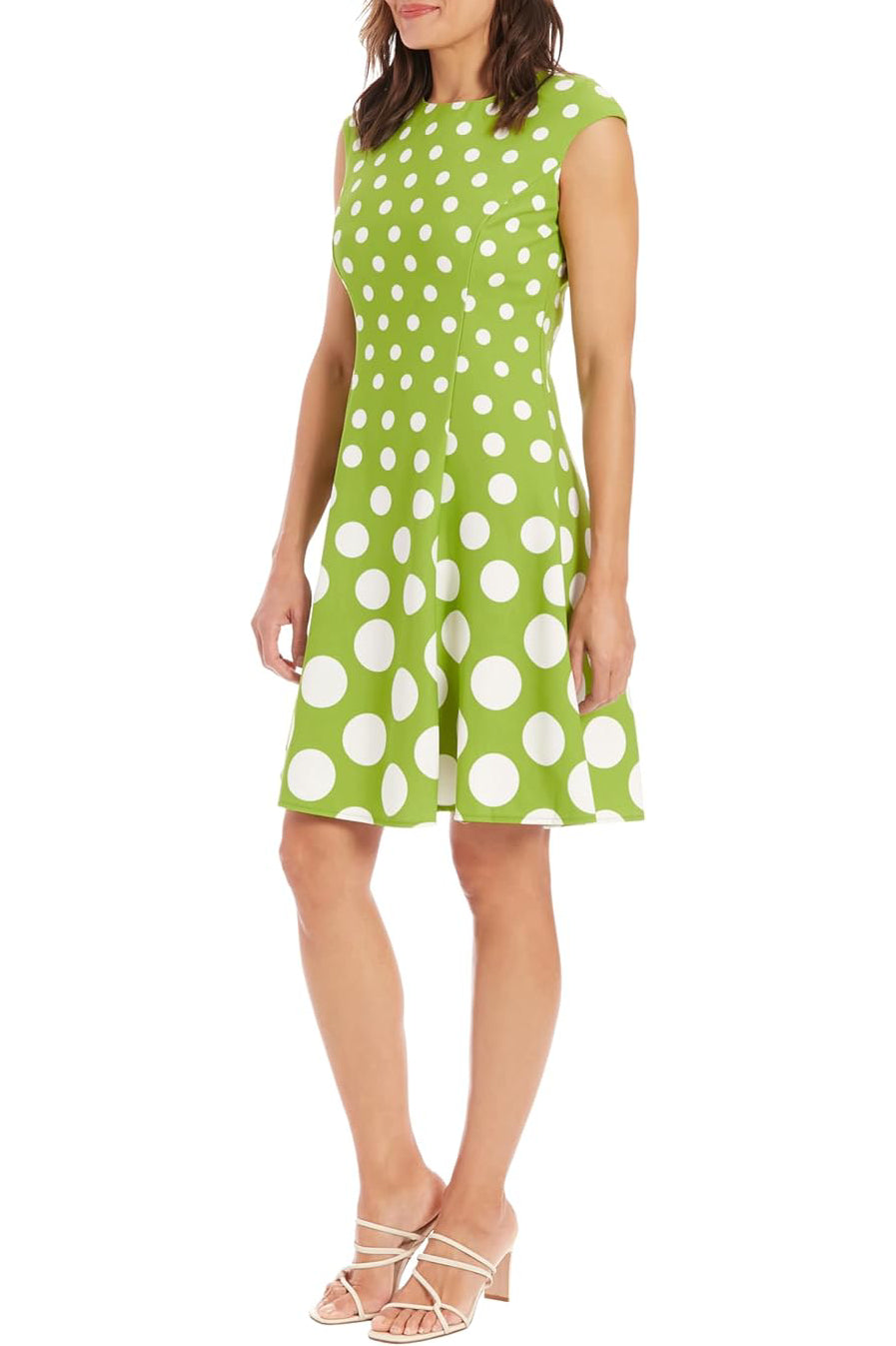Crew Neck Knee-Length Jersey Dress Pleated Skirt London Times T3791M