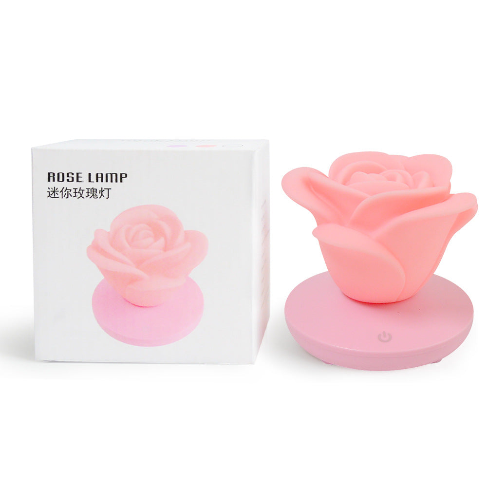 Ros-nattlampa med touch och USB – dimbar LED