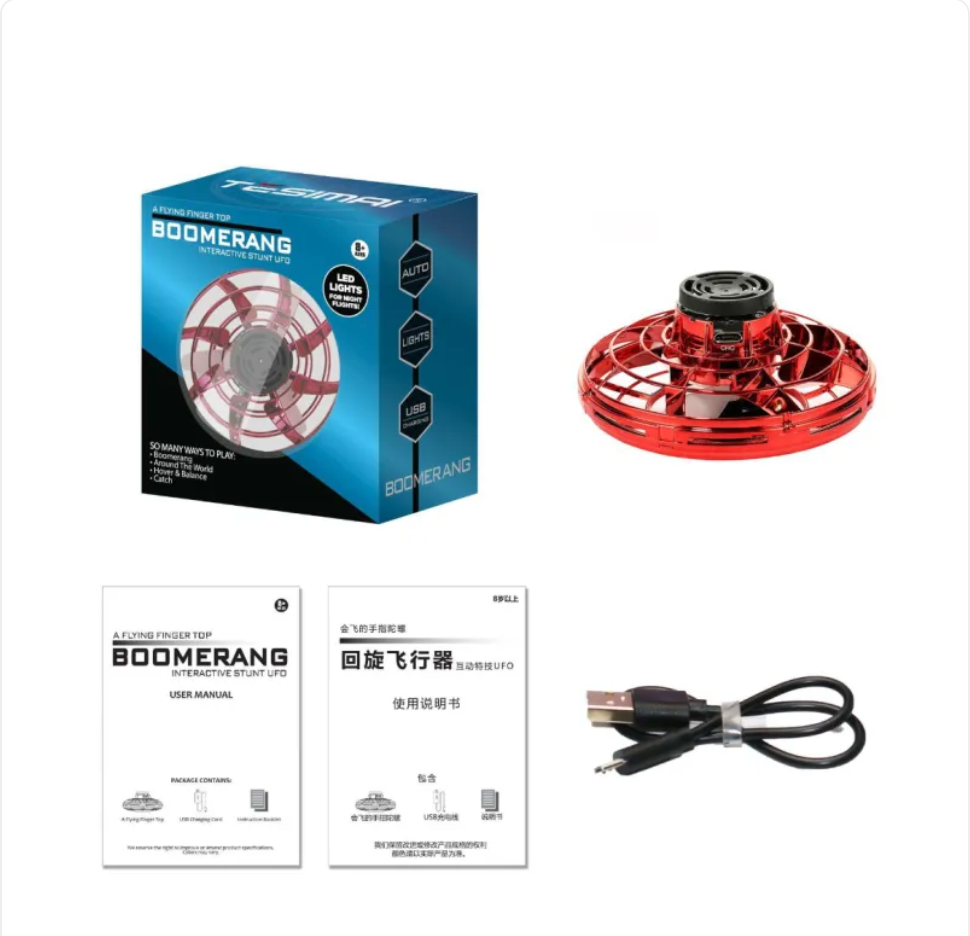 Mini UFO-spinner drone med LED – fingertoppsgyro